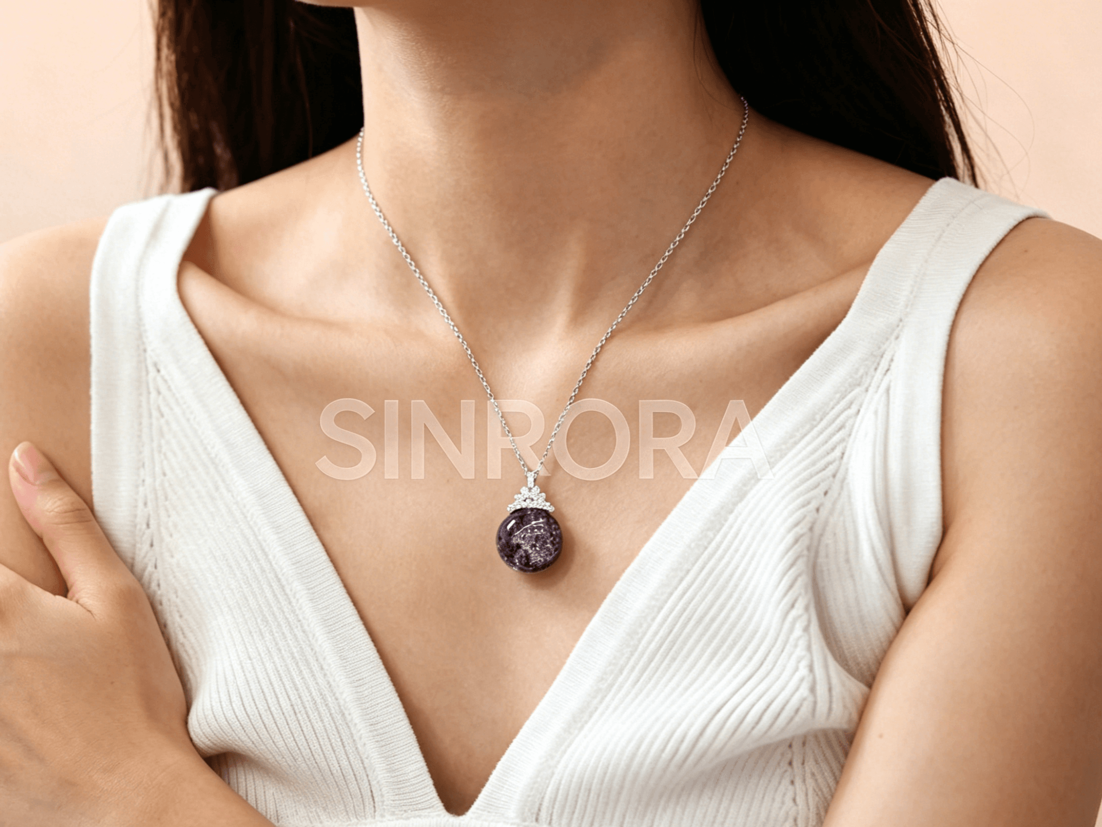 Red Phantom Quartz Necklace, Round Crystal Pendant, Sterling Silver, Handmade Grounding Jewelry Gift Her